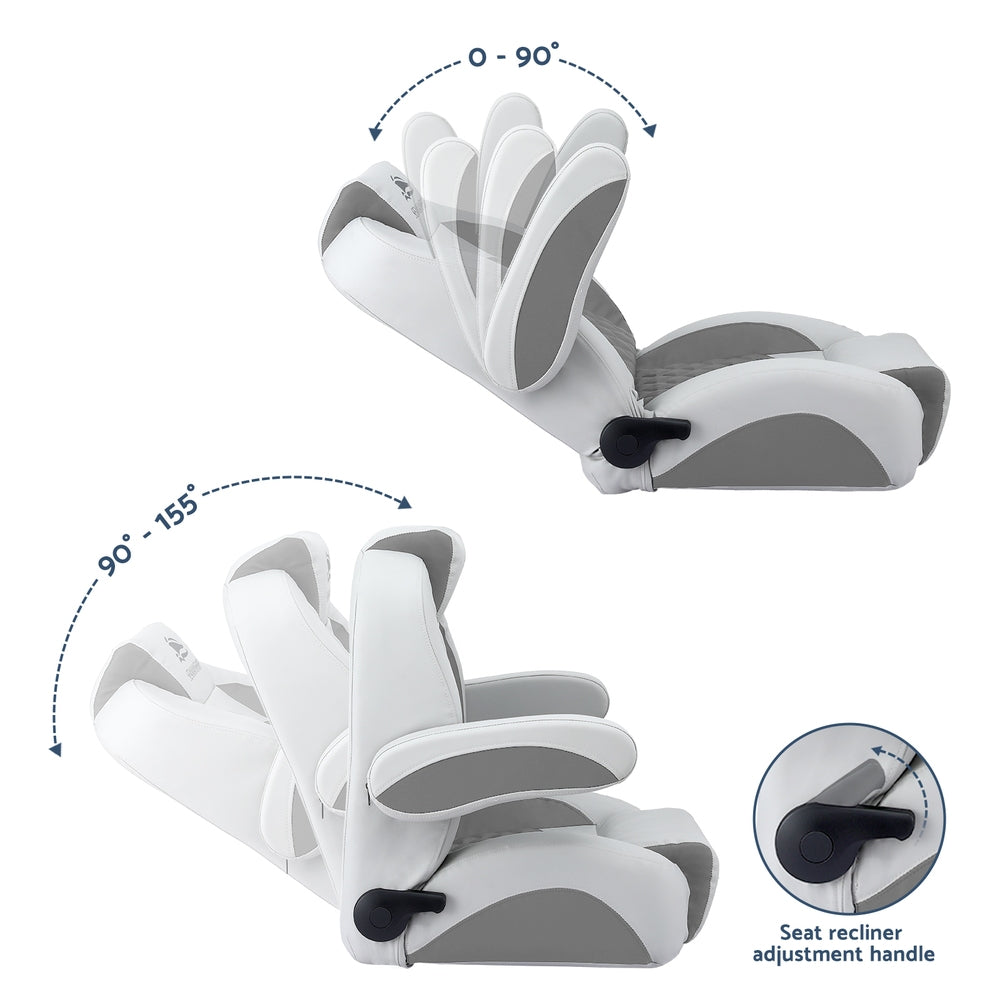 Seamanship Reclining Captain Boat Seat 90°-155° Recline, 19cm Thick Cushion-4