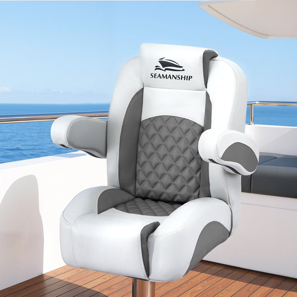 Seamanship Reclining Captain Boat Seat 90°-155° Recline, 19cm Thick Cushion-6