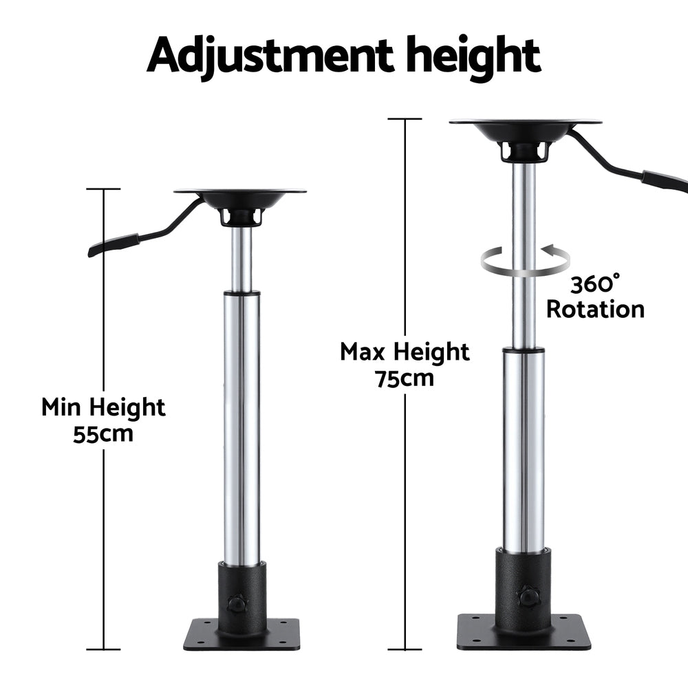 Seamanship Boat Seat Pedestal 55-75cm Adjustable Gas Lift 360 Degrees Swivel-5