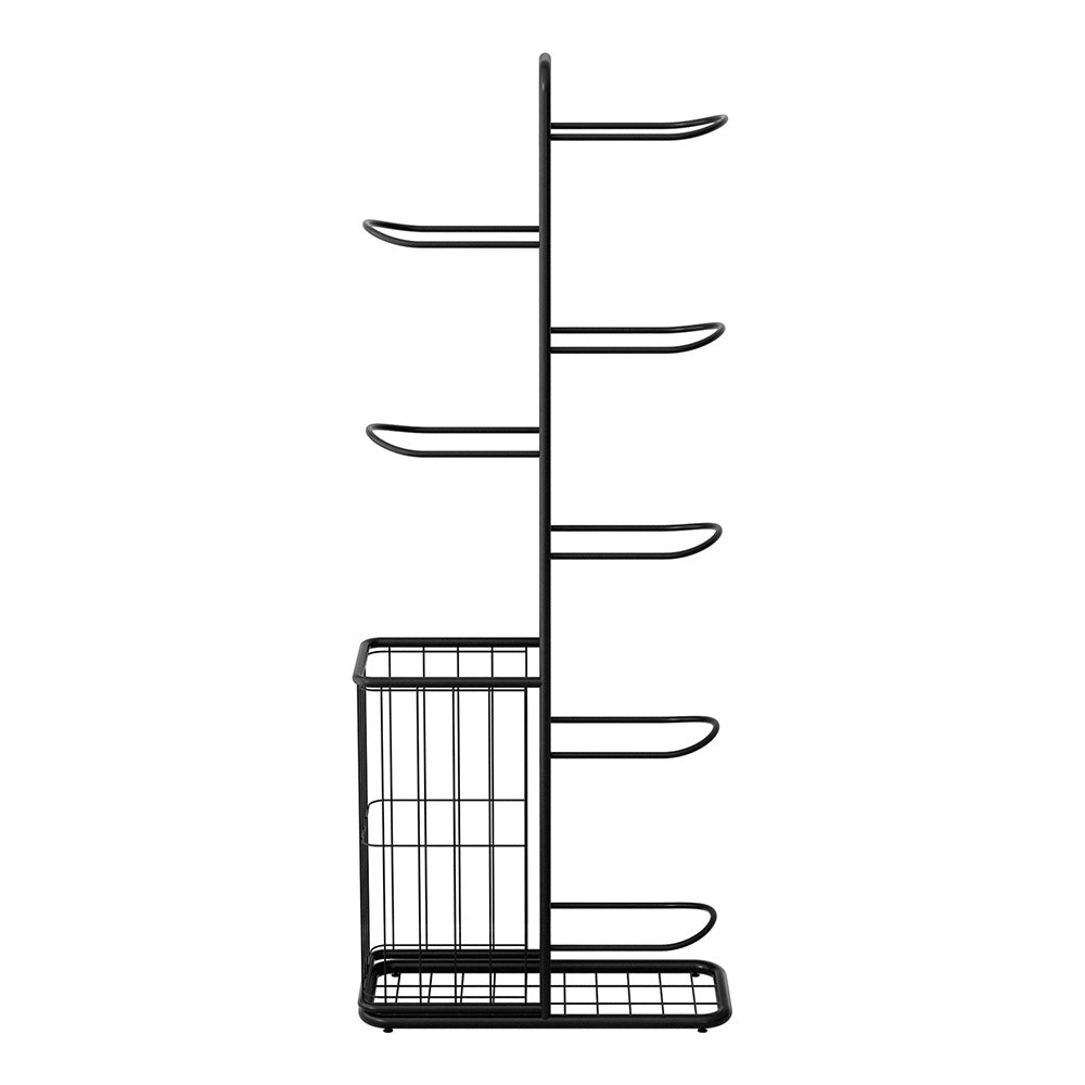 Everfit Ball Storage Rack Sports Equipment Organizer 7-Tier with Basket for Garage Gym Black-2