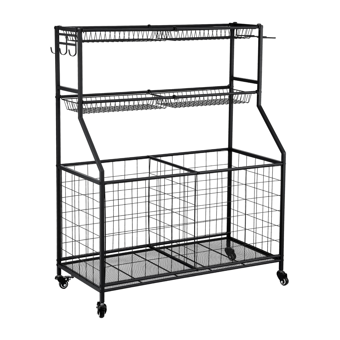 Everfit Sports Equipment Organizer Storage with Wheels Multi-Sport Garage Gym Black-0