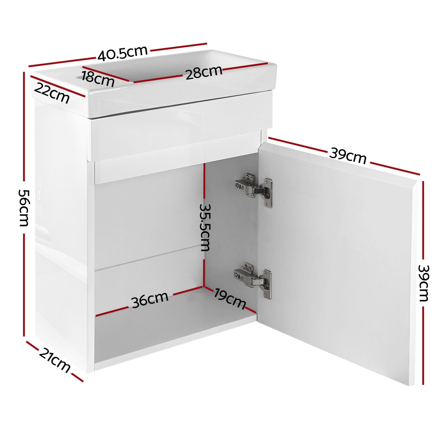 Cefito Vanity Unit 400mm with Basin White-1