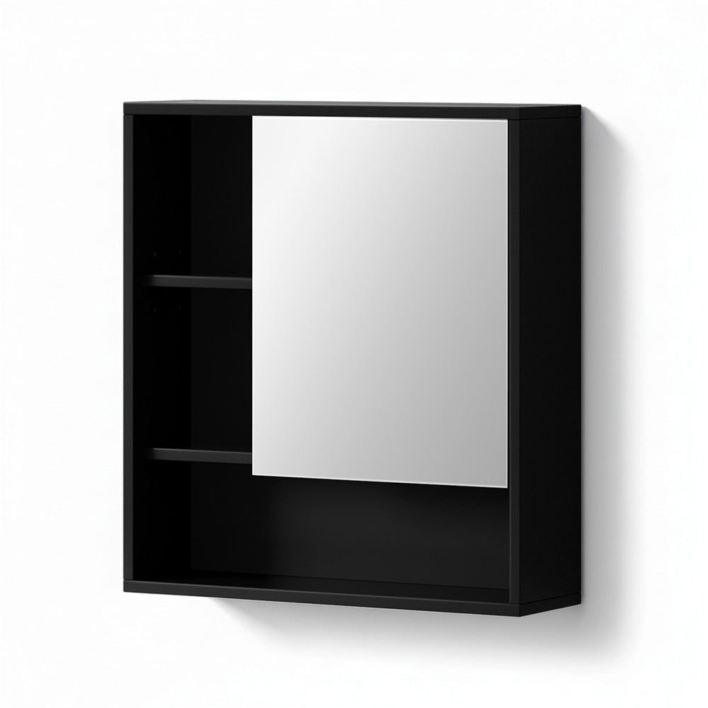 Cefito Bathroom Mirror Cabinet Mirrored Medicine Adjustable Shelf Wall Mounted 560mm Black-0