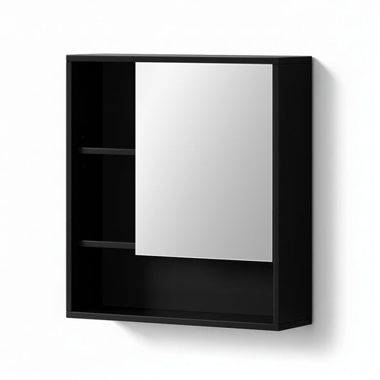 Cefito Bathroom Mirror Cabinet Mirrored Medicine Adjustable Shelf Wall Mounted 560mm Black-0