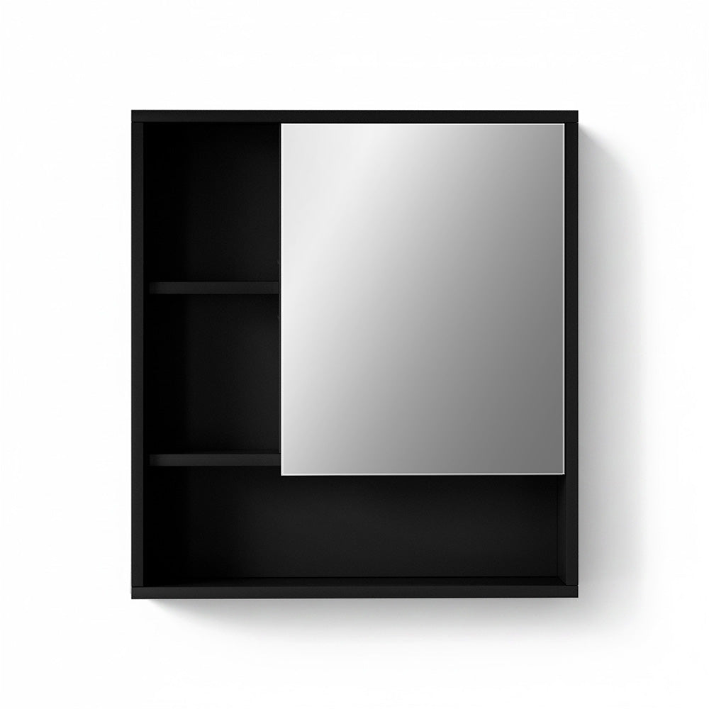 Cefito Bathroom Mirror Cabinet Mirrored Medicine Adjustable Shelf Wall Mounted 560mm Black-2