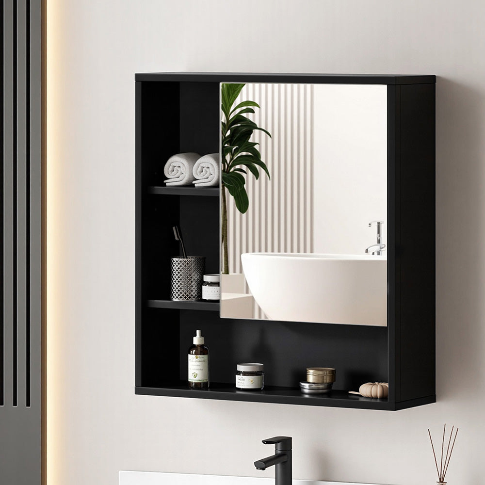 Cefito Bathroom Mirror Cabinet Mirrored Medicine Adjustable Shelf Wall Mounted 560mm Black-6