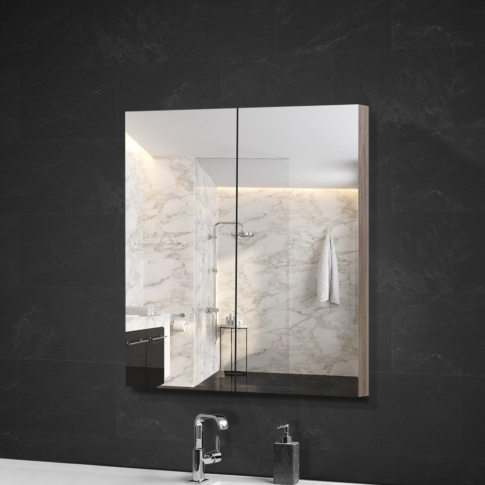 Cefito Bathroom Mirror Cabinet 600x720mm Oak-6