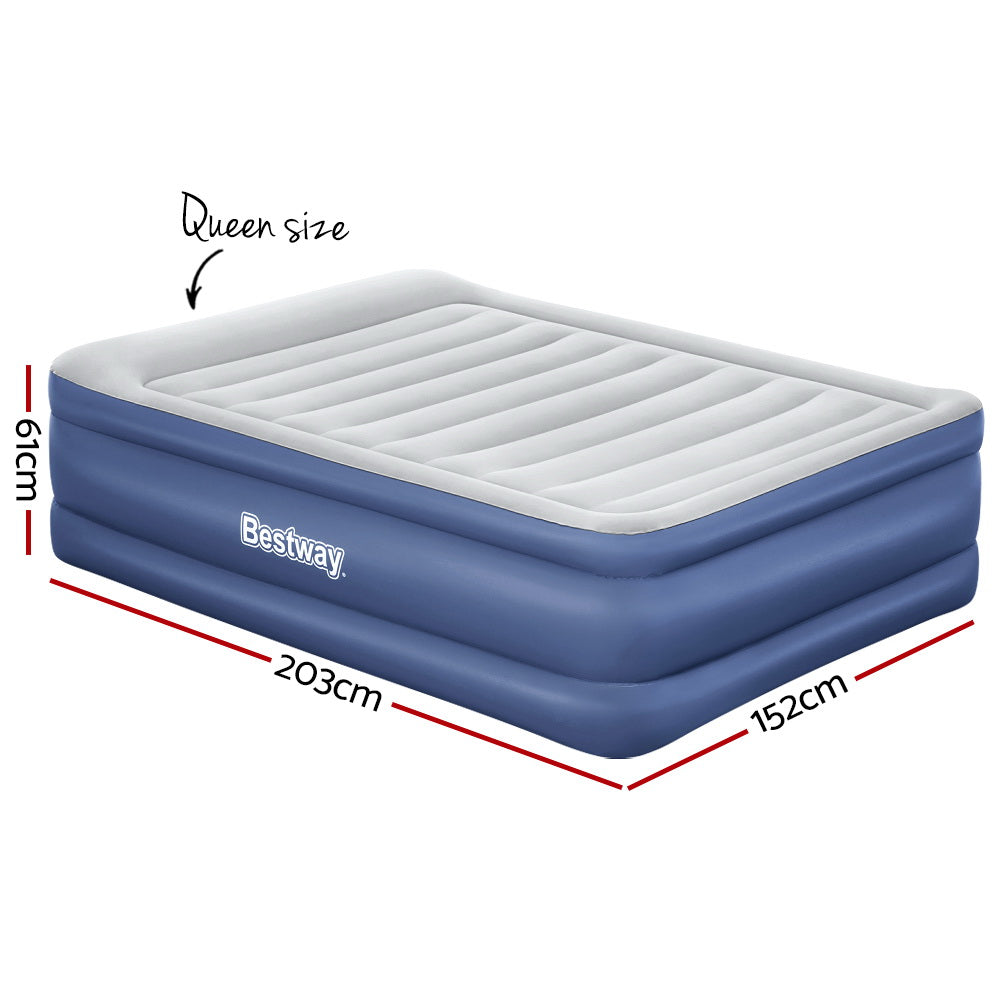 Bestway Air Mattress Queen Inflatable Bed 61cm Airbed Blue-1