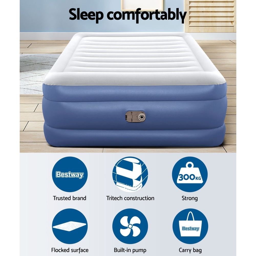 Bestway Air Mattress Queen Inflatable Bed 61cm Airbed Blue-4