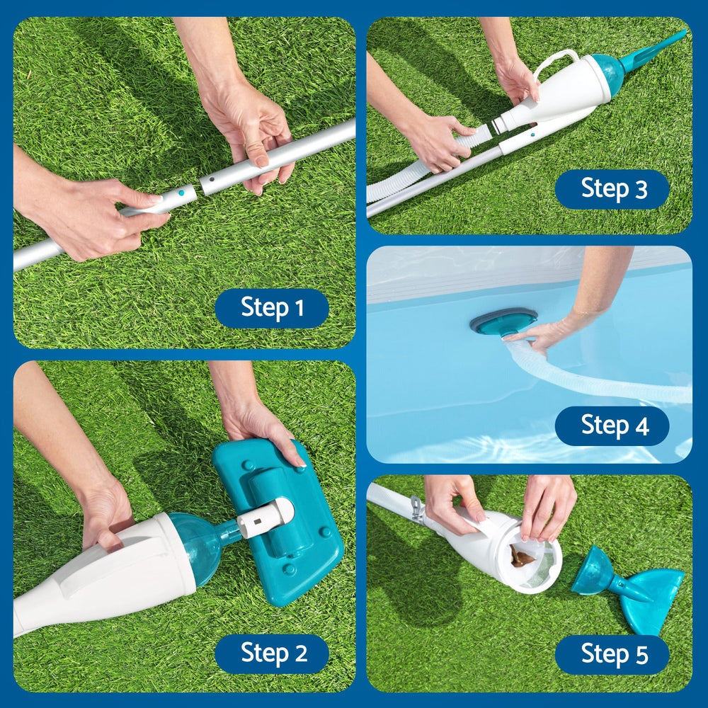 Bestway Pool Cleaner 2 Cleaning Heads Vacuum 6m Hose 1.9m Aluminium Pole-5
