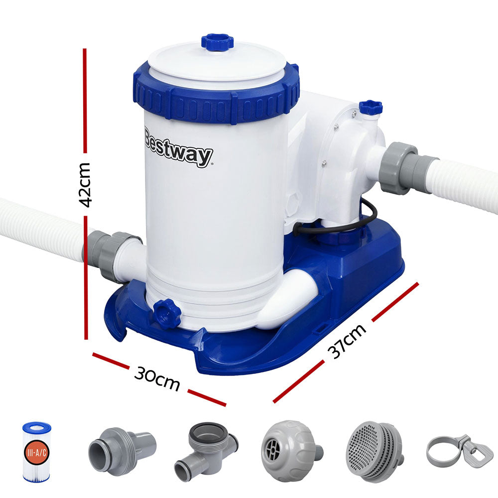 Bestway Pool Pump Cartridge Filter 2500GPH 9463L/H Flowclear Filters Cleaner-1