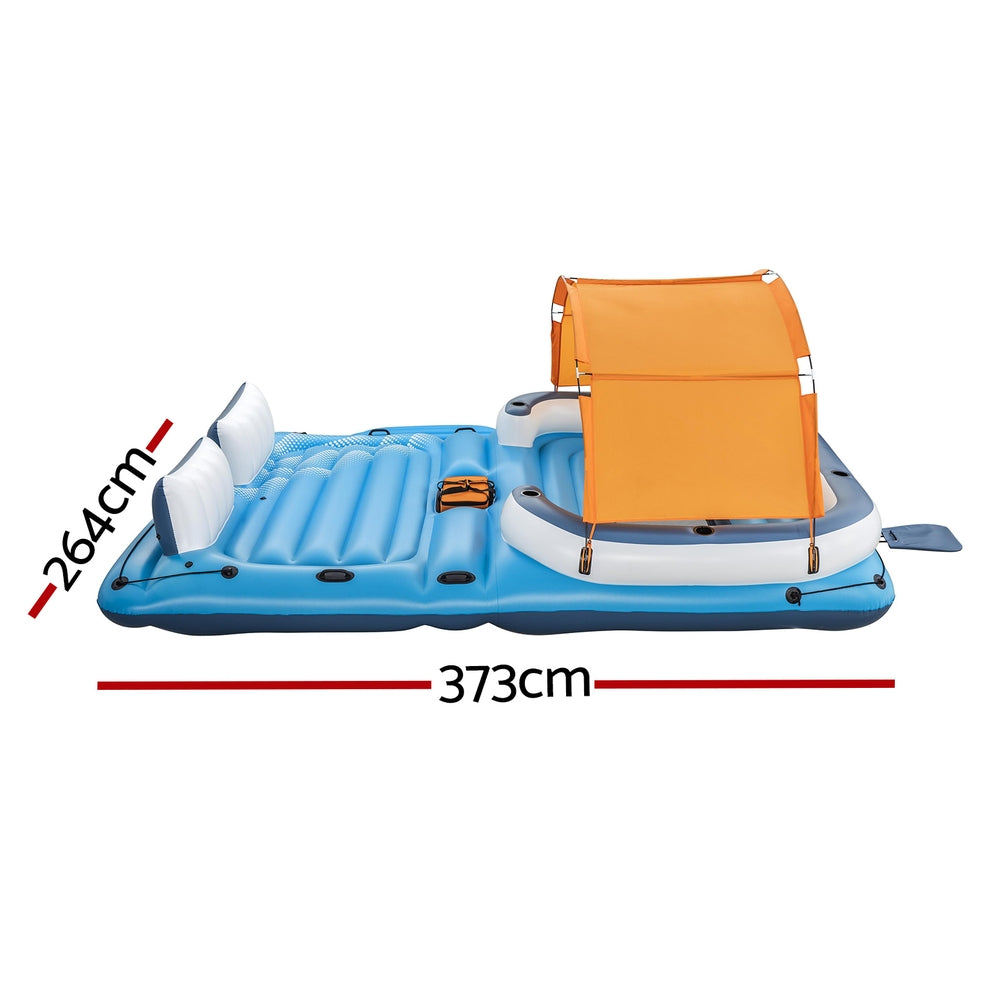 Bestway Pool Float Island Inflatable Lounge 6-person Raft Seat Canopy-1