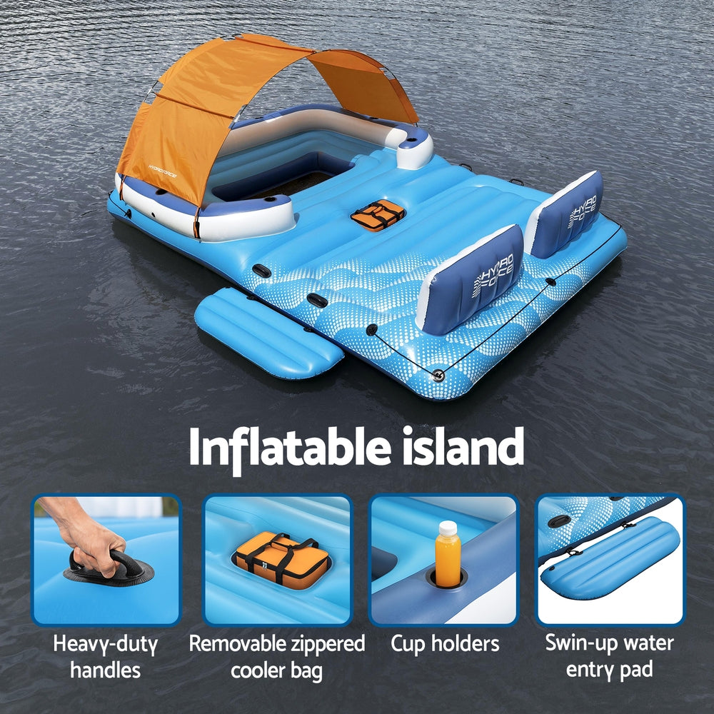 Bestway Pool Float Island Inflatable Lounge 6-person Raft Seat Canopy-4