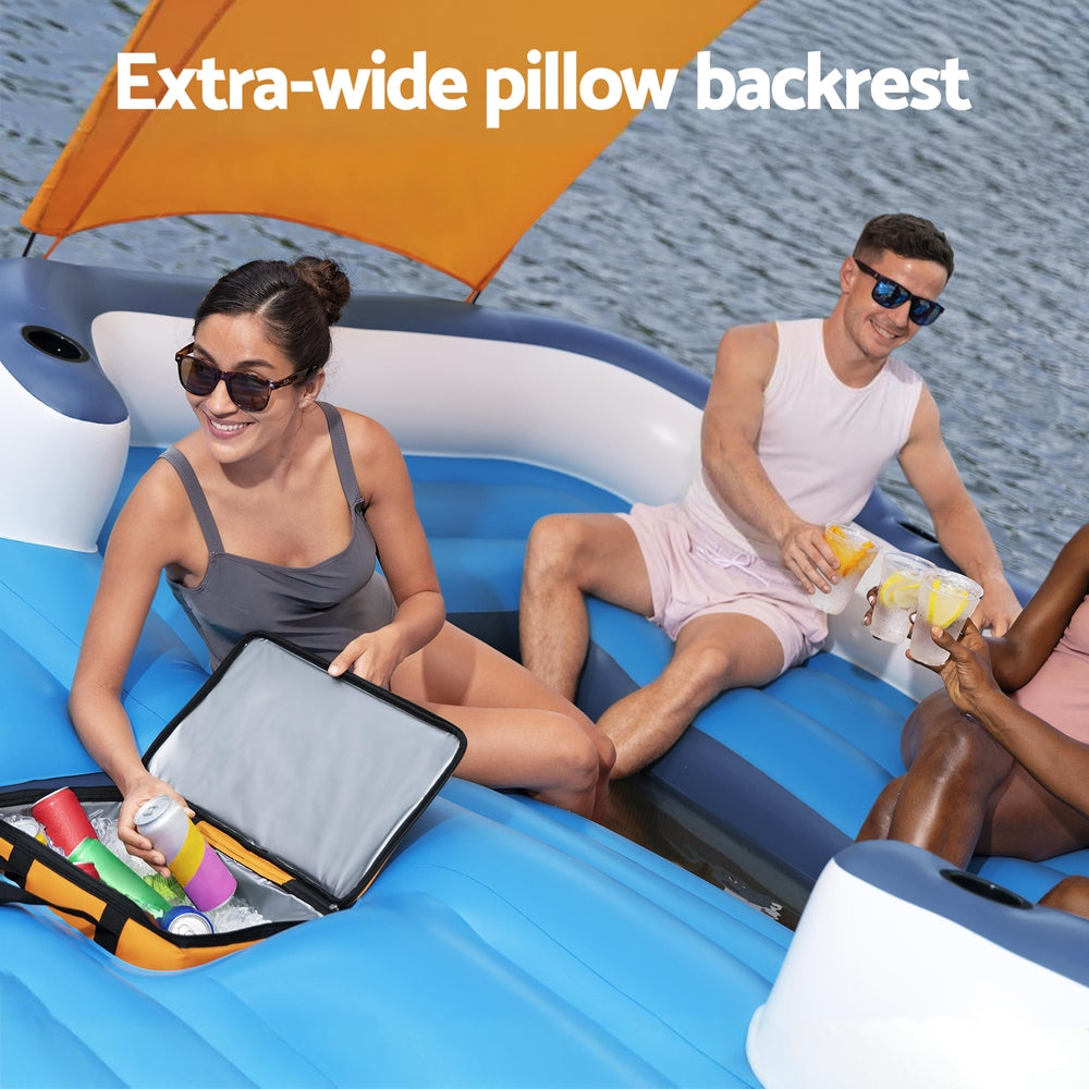 Bestway Pool Float Island Inflatable Lounge 6-person Raft Seat Canopy-5
