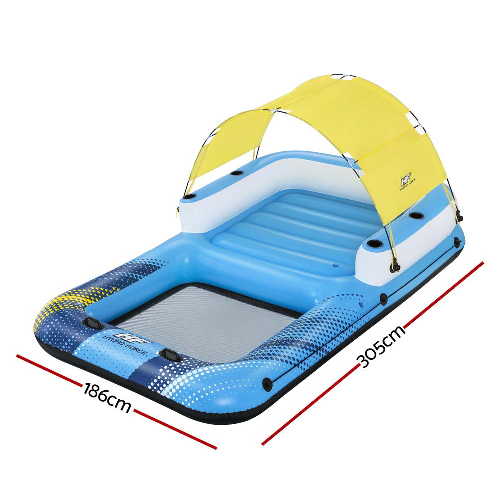 Bestway Inflatable Floating Island Float Lounger Sunshade Pool Bed 3.05Mx1.86M-1