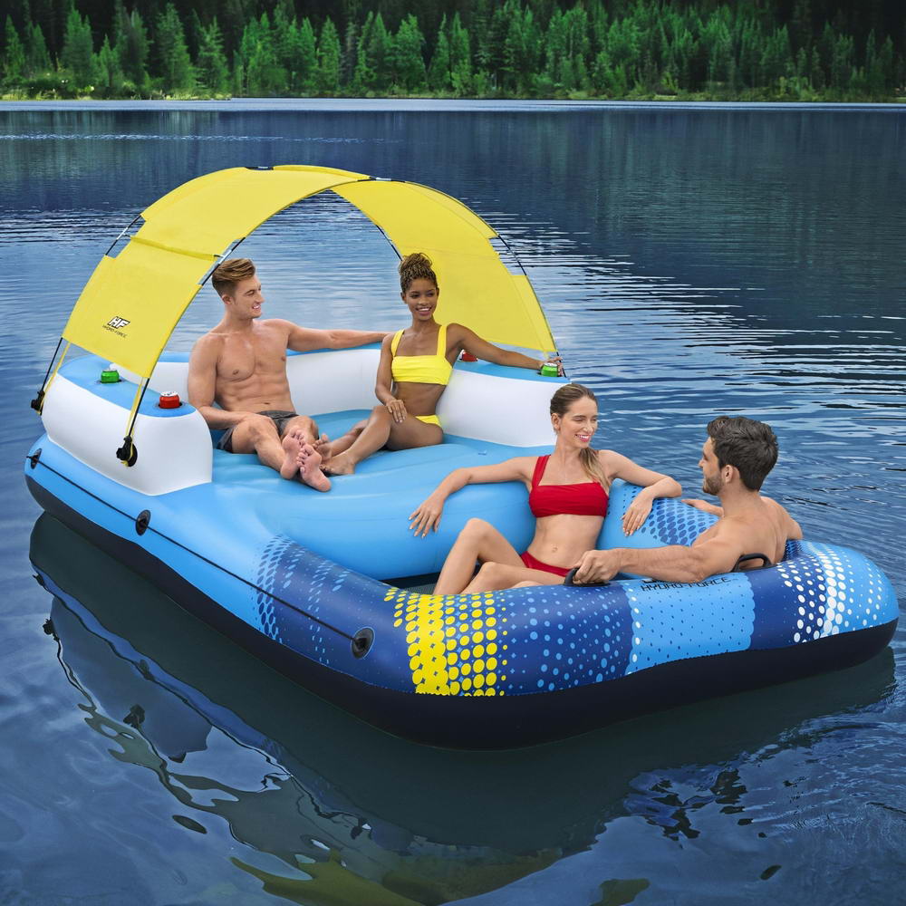 Bestway Inflatable Floating Island Float Lounger Sunshade Pool Bed 3.05Mx1.86M-6