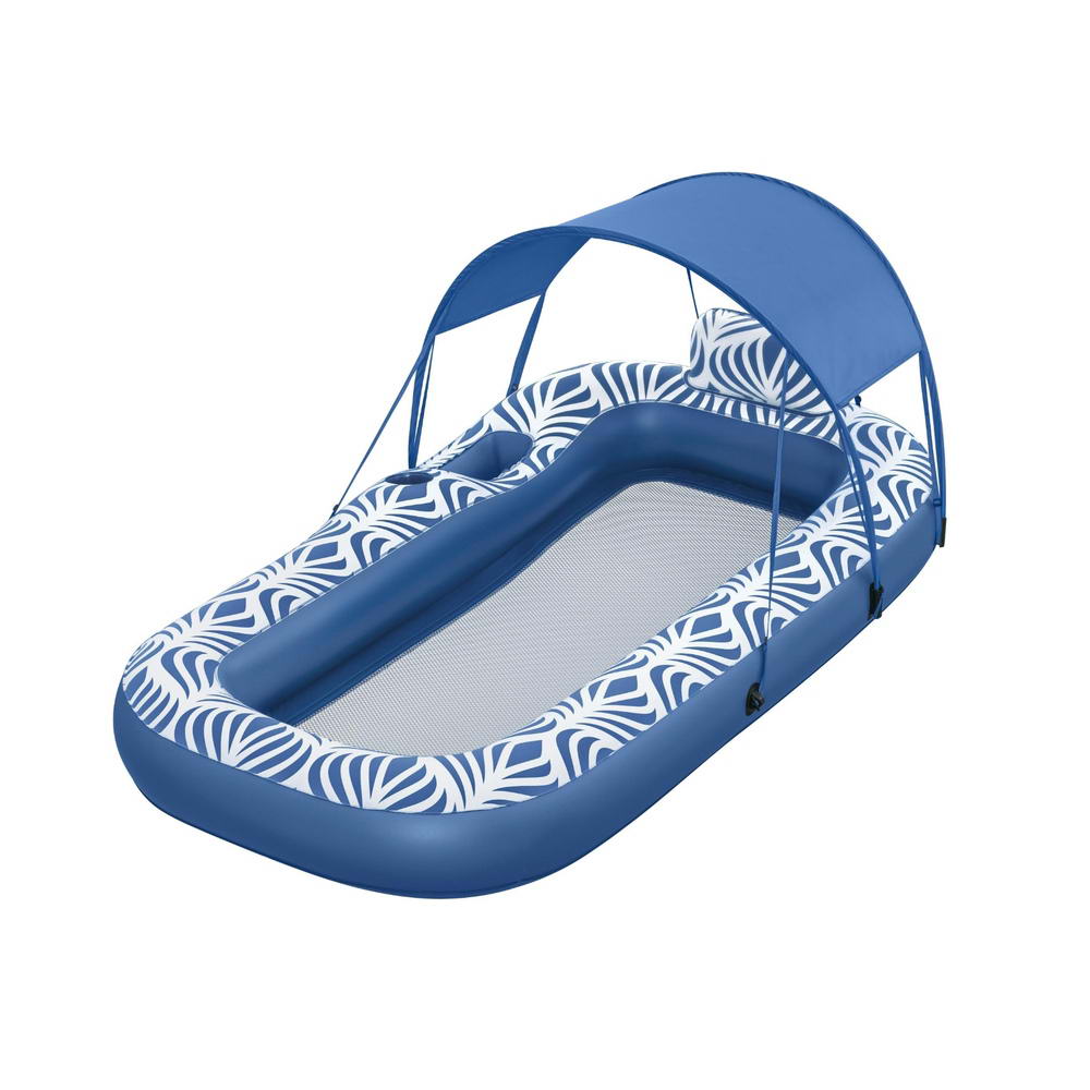 Bestway Inflatable Floating Float Lounger with Sunshade Canopy 1.98Mx1.12M Blue-0