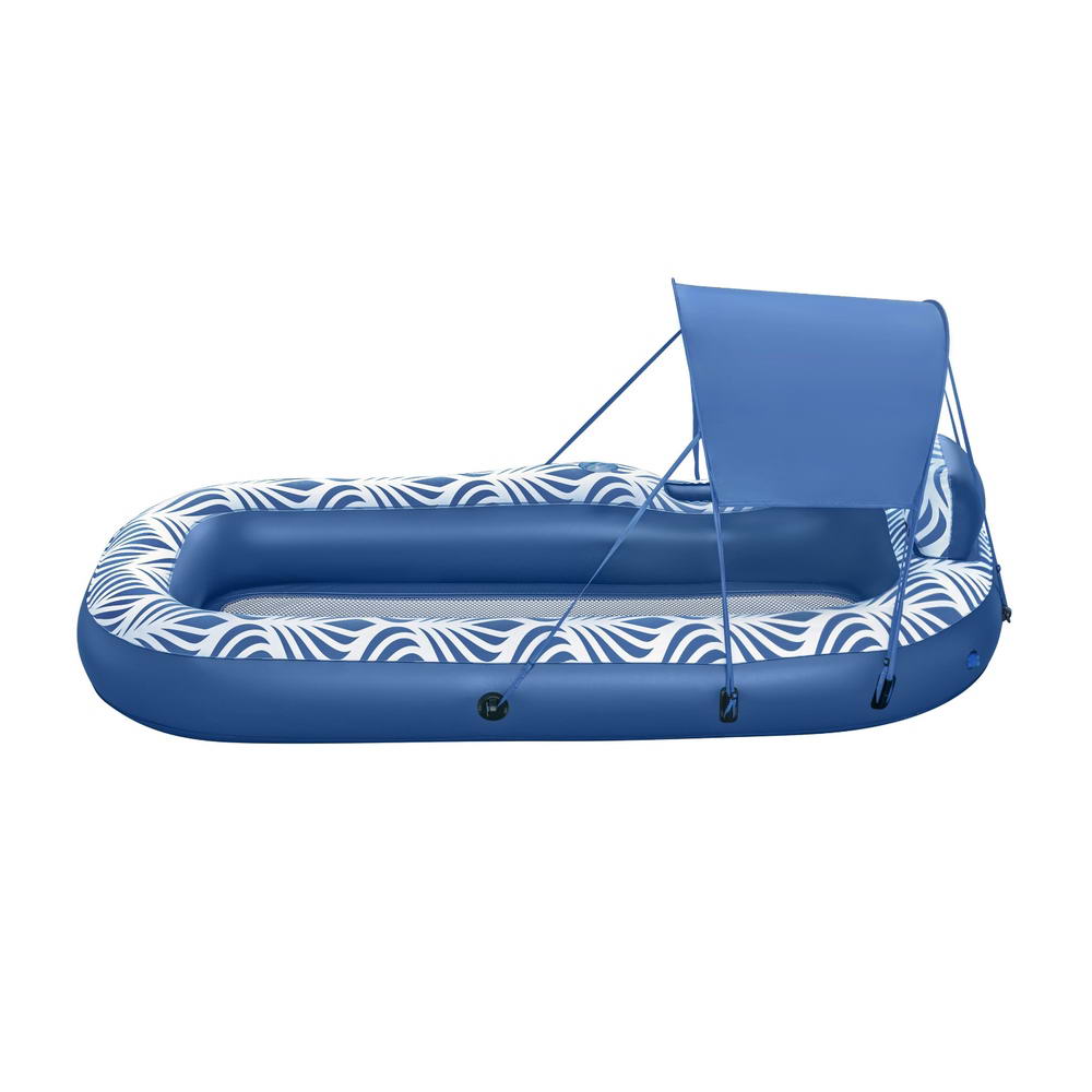 Bestway Inflatable Floating Float Lounger with Sunshade Canopy 1.98Mx1.12M Blue-1