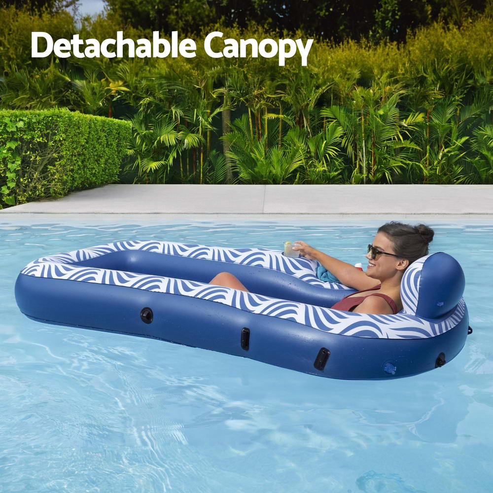 Bestway Inflatable Floating Float Lounger with Sunshade Canopy 1.98Mx1.12M Blue-3