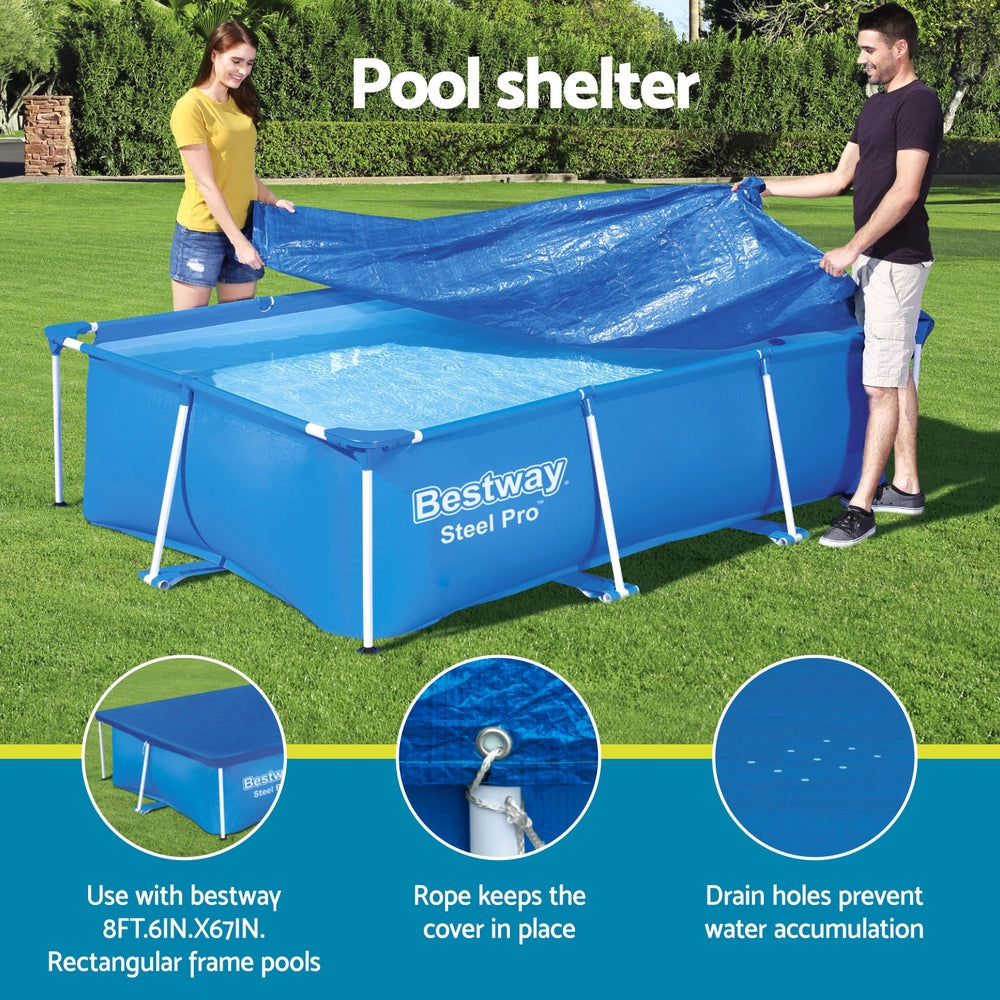 Bestway Pool Cover 264x174cm Rectangle Swimming Pool PE Shelter Fits 259x170cm Pools-3