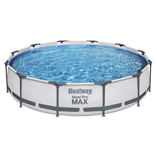 Bestway Swimming Pool 366x76cm Steel Frame Round Above Ground Pools w/ Filter Pump 6473L-0