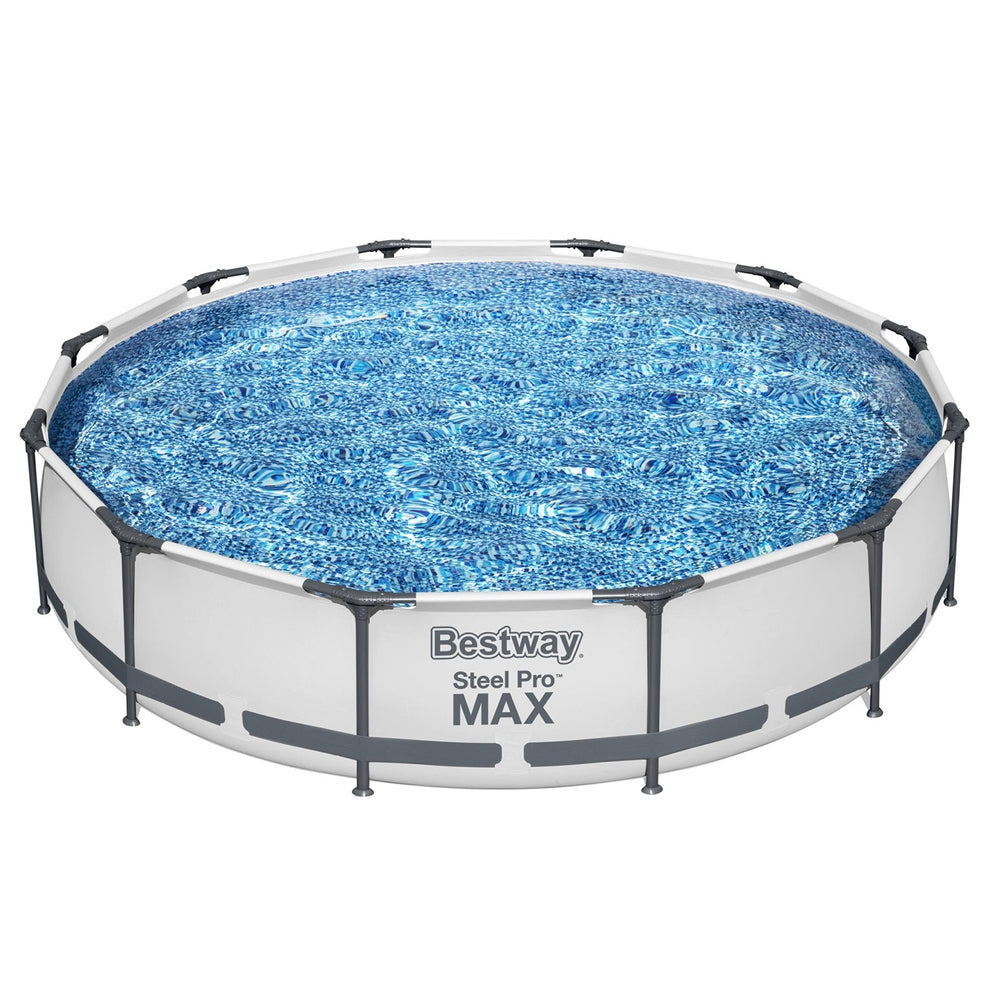 Bestway Swimming Pool 366x76cm Steel Frame Round Above Ground Pools w/ Filter Pump 6473L-2