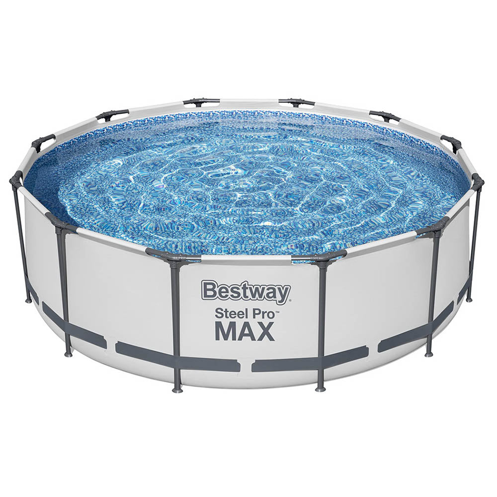 Bestway Swimming Pool 366x100cm Steel Frame Round Above Ground Pools w/ Filter Pump 9150L-0