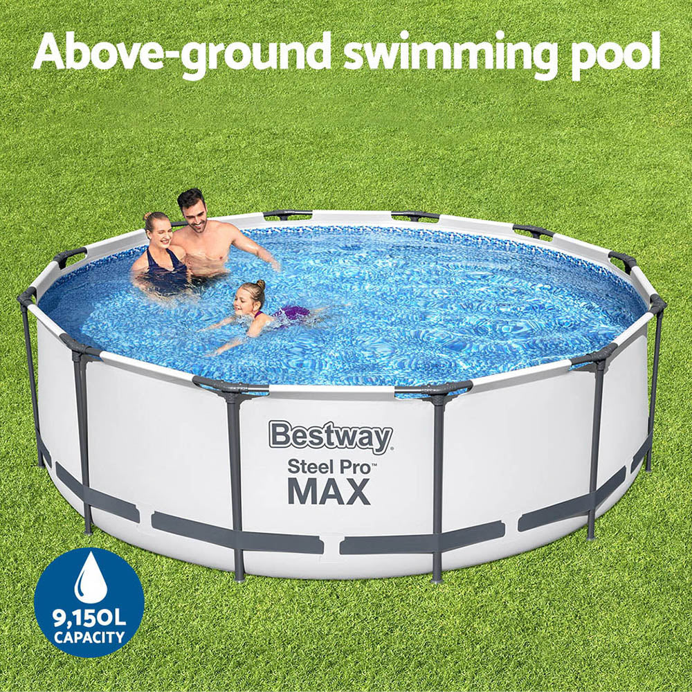 Bestway Swimming Pool 366x100cm Steel Frame Round Above Ground Pools w/ Filter Pump 9150L-3