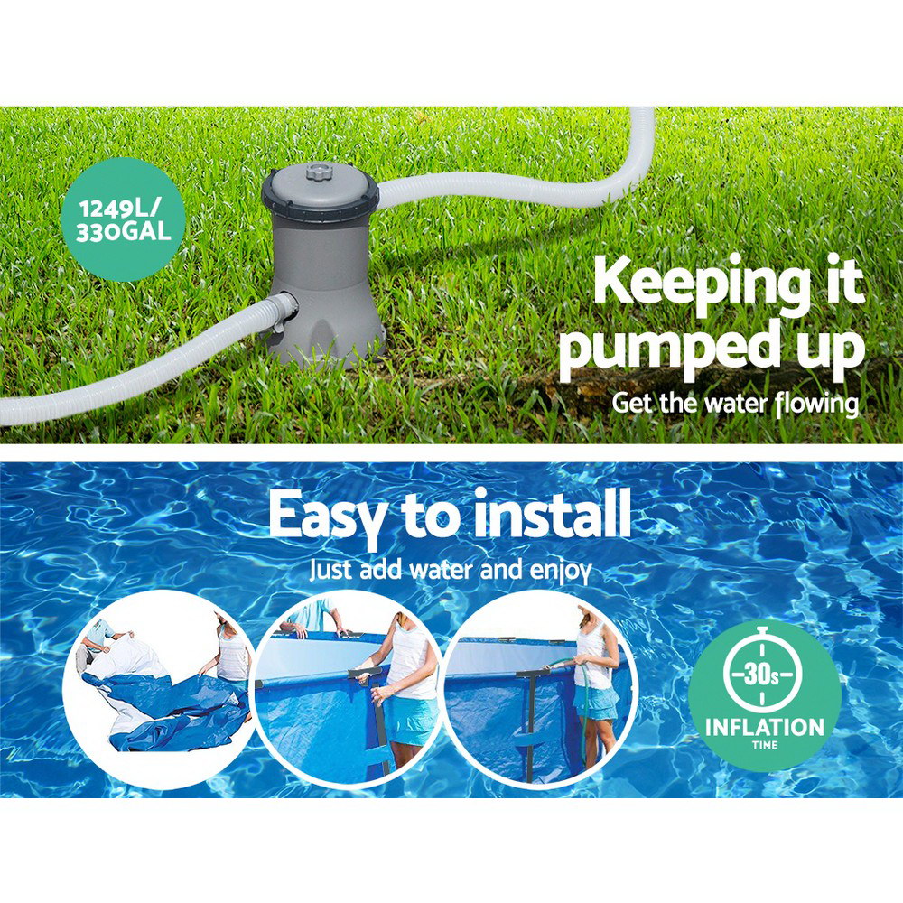 Bestway Swimming Pool 366x76cm Steel Frame Round Above Ground Pools w/ Filter Pump 6473L-5