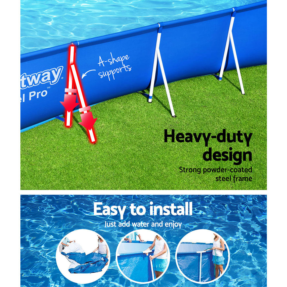 Bestway Swimming Pool 400x211x81cm Steel Frame Above Ground Pools 5700L-3