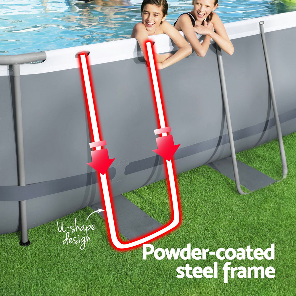 Bestway Swimming Pool 427x250x100cm Steel Frame Above Ground Pools Filter Pump Ladder 7250L-4