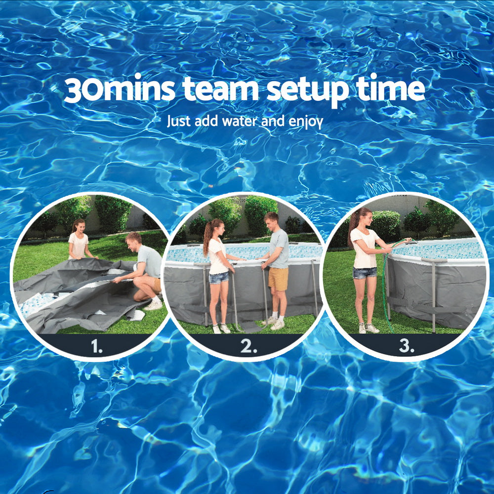 Bestway Swimming Pool 427x250x100cm Steel Frame Above Ground Pools Filter Pump Ladder 7250L-5