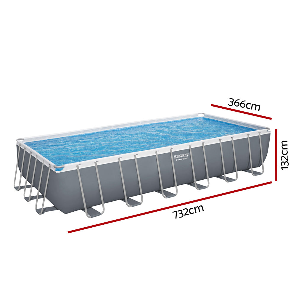 Bestway Swimming Pool 732x366x132cm Steel Frame Above Ground Pools Ladder 30045L-1