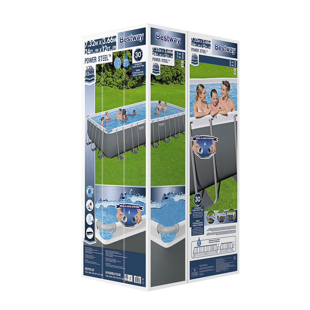 Bestway Swimming Pool 732x366x132cm Steel Frame Above Ground Pools Ladder 30045L-3