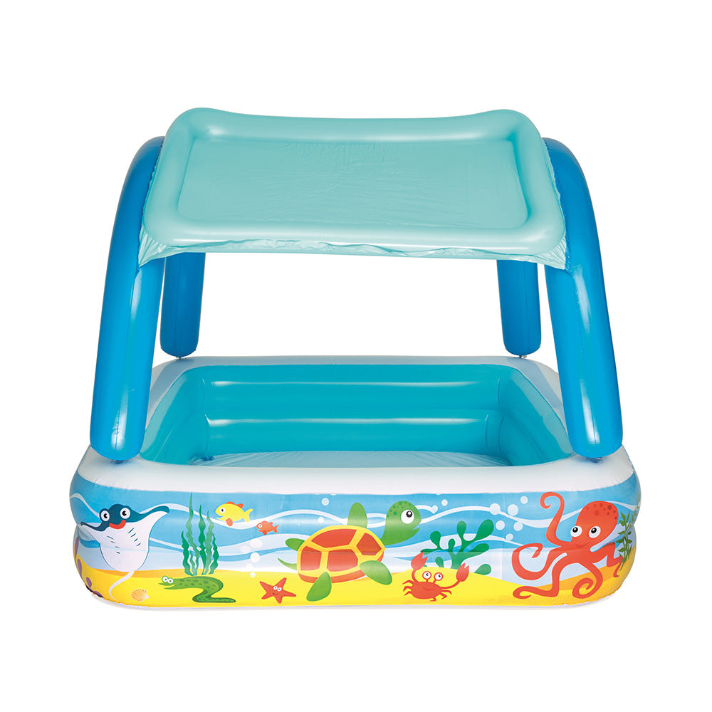 Bestway Kids Pool 140x140x114cm Inflatable Swimming w/ Canopy Play Pools 265L-2