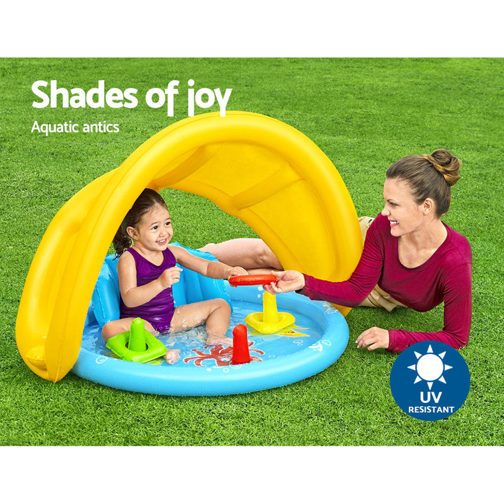 Bestway Kids Pool 115x89x76cm Inflatable Play Swimming Pools w/ Canopy 31L-3