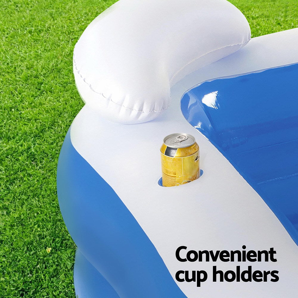 Bestway Kids Inflatable Pool Above Ground Pools Seat Cushions Cup Holder 213x206cm-5