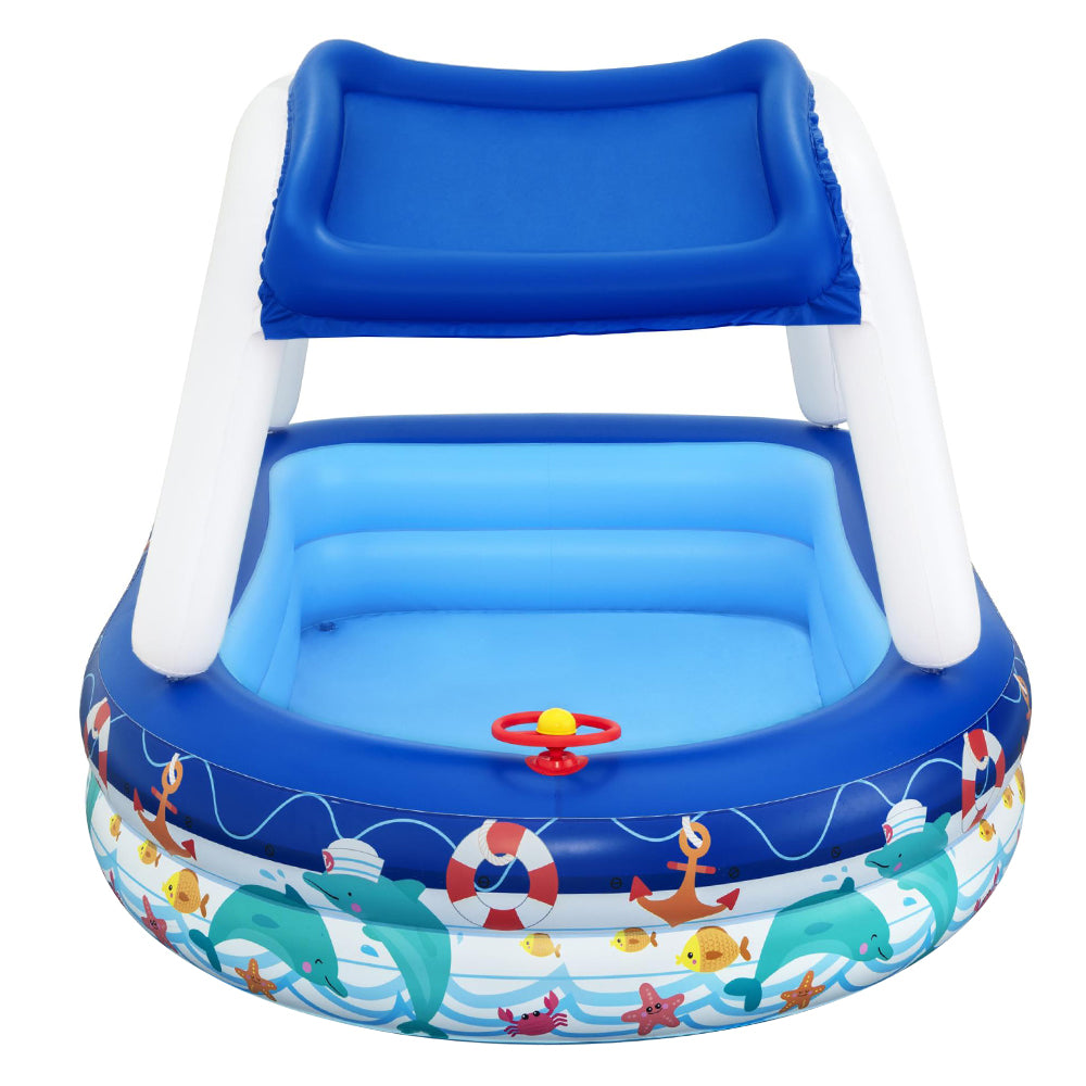 Bestway Kids Pool 213x155x132cm Inflatable Swimming w/ Canopy Play Pools 282L-2