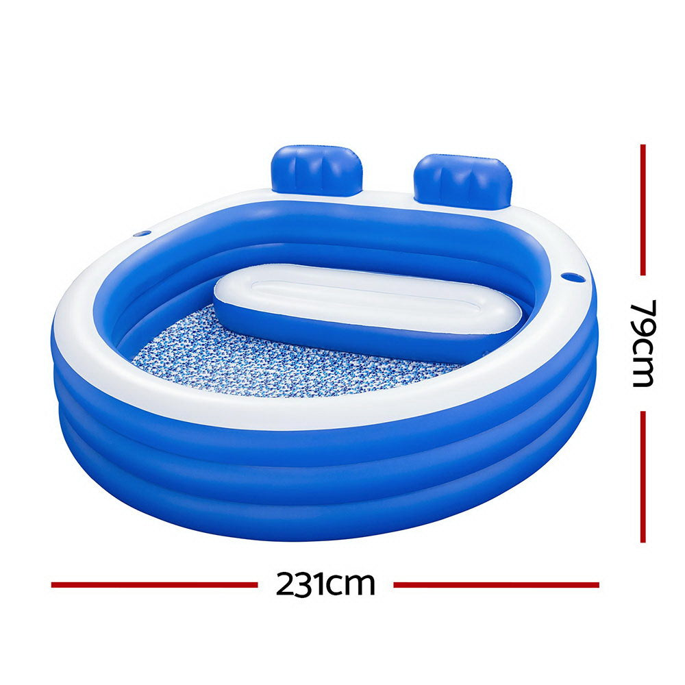 Bestway Kids Inflatable Pool Above Ground Pools Bench Seat Cup Holder 231x219cm-1