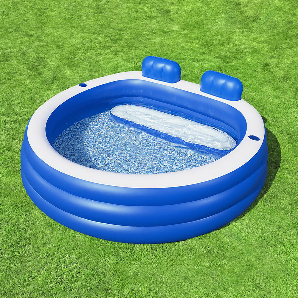 Bestway Kids Inflatable Pool Above Ground Pools Bench Seat Cup Holder 231x219cm-6