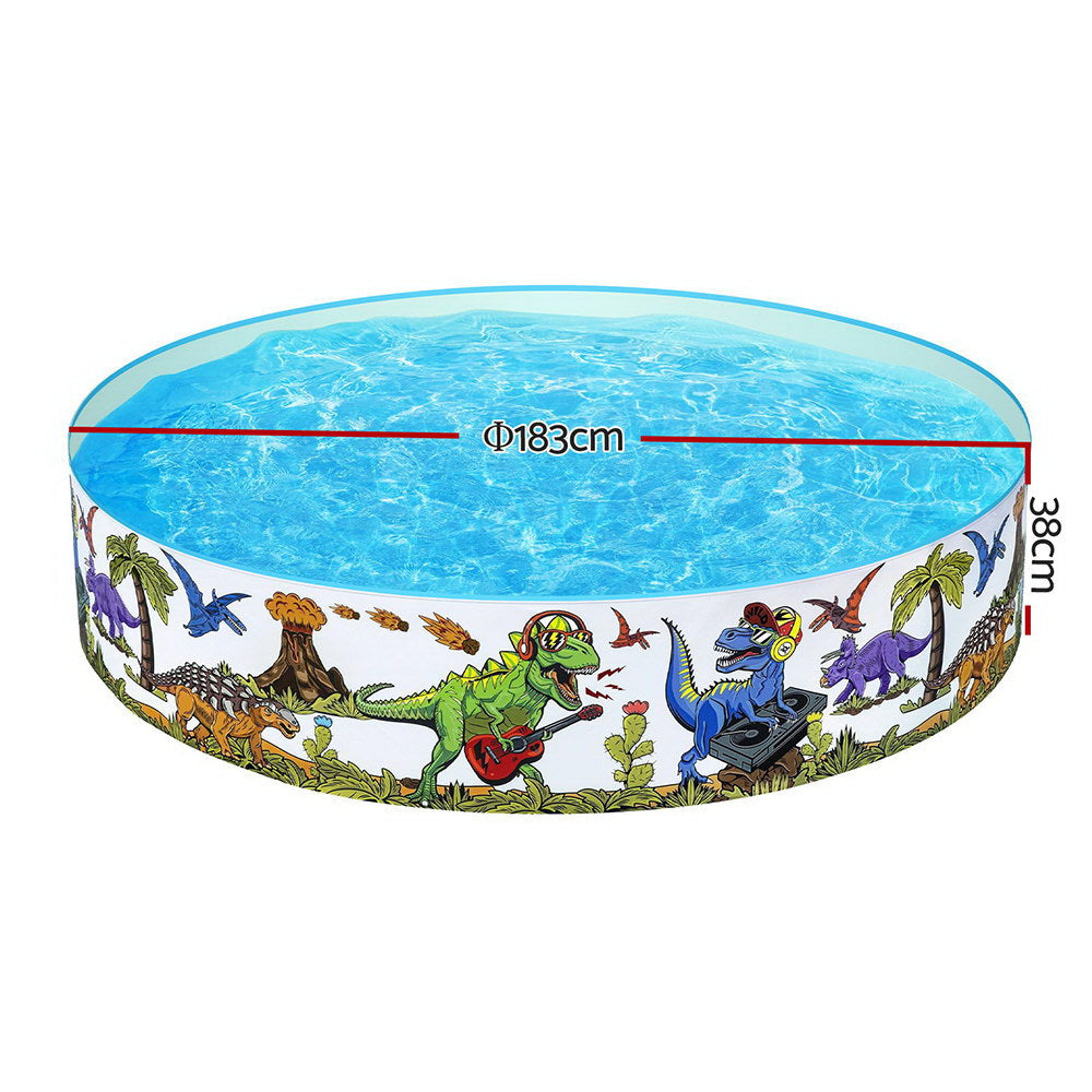 Bestway Kids Pool 183x38cm Round Above Ground Rigid Swimming Pools Dinosaur 946L-1