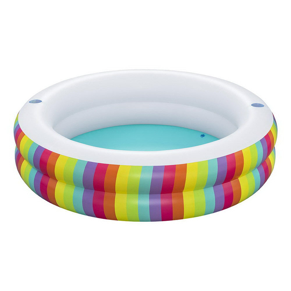 Bestway Kids Inflatable Round Pool Above Ground Cup Holder Rainbow 206x206x51cm-0