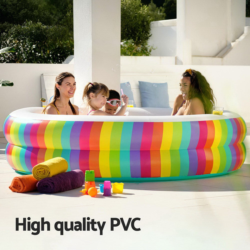 Bestway Kids Inflatable Round Pool Above Ground Cup Holder Rainbow 206x206x51cm-3