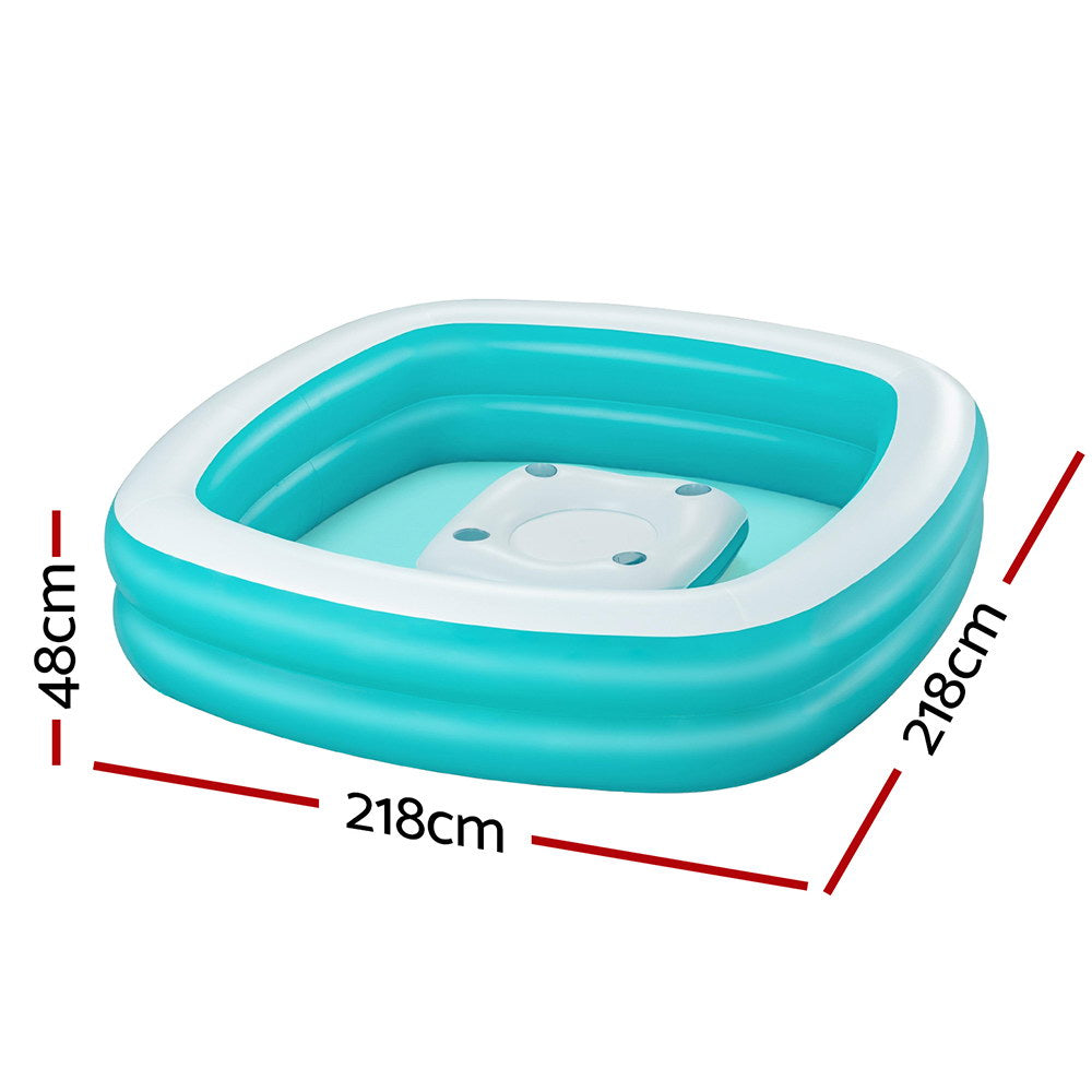 Bestway Kids Inflatable Family Pool with Center Console Cup Holder 218x218x48cm-1