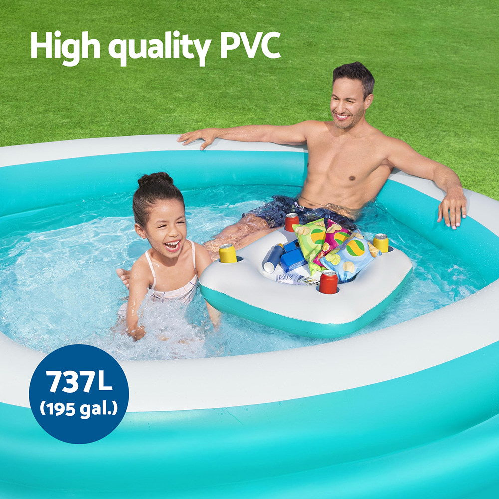 Bestway Kids Inflatable Family Pool with Center Console Cup Holder 218x218x48cm-3