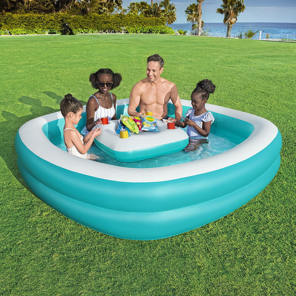 Bestway Kids Inflatable Family Pool with Center Console Cup Holder 218x218x48cm-6