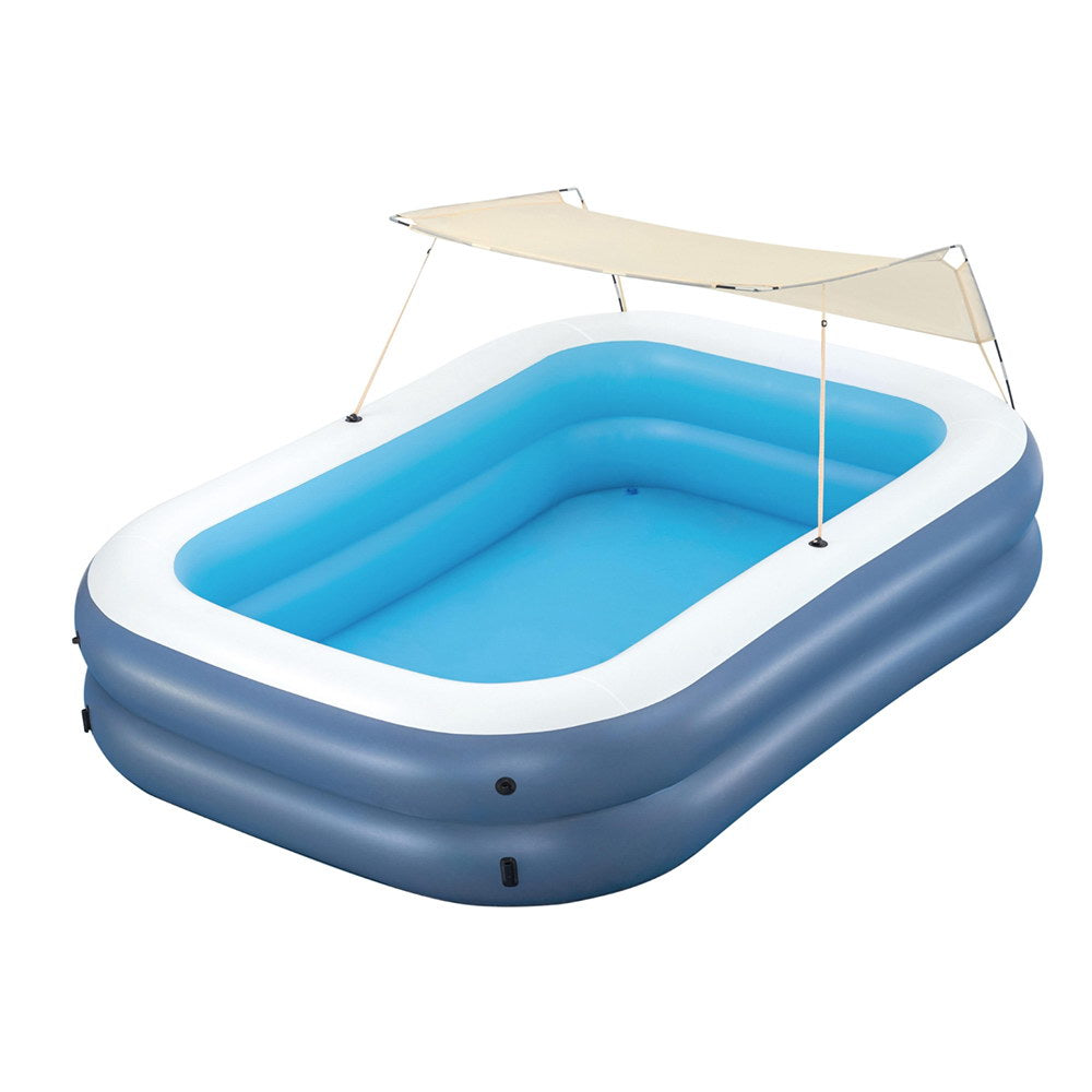 Bestway Kids Inflatable Pool Above Ground Splash Pool with Sunshade 254x178cm-0