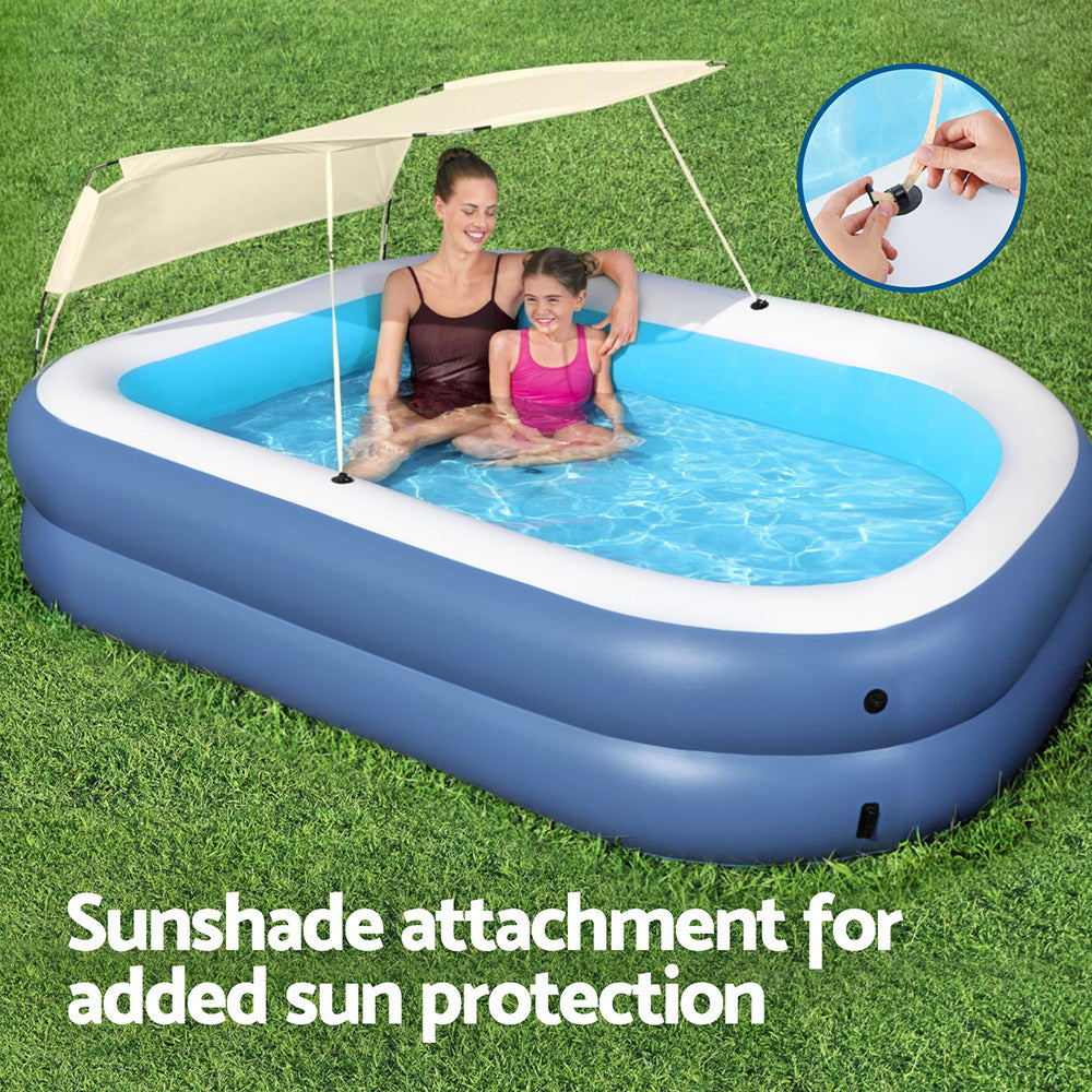 Bestway Kids Inflatable Pool Above Ground Splash Pool with Sunshade 254x178cm-3