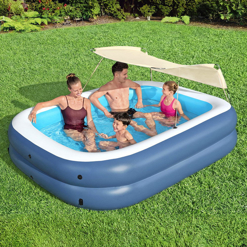 Bestway Kids Inflatable Pool Above Ground Splash Pool with Sunshade 254x178cm-6
