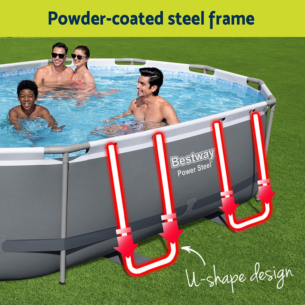 Bestway 488x305x107cm Swimming Pool Steel Frame Set w/ Pump Filter Ladder Cover-4